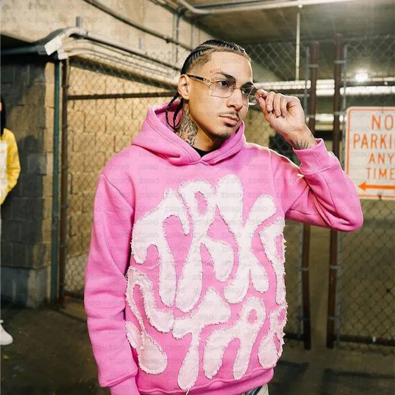 Streetwear Hoodie Y2K Clothing Patch Hooded Sweatshirt Kpop Retro Hip-hop Long Sleeved Pullover Jacket Top Men Clothing Goth 250117