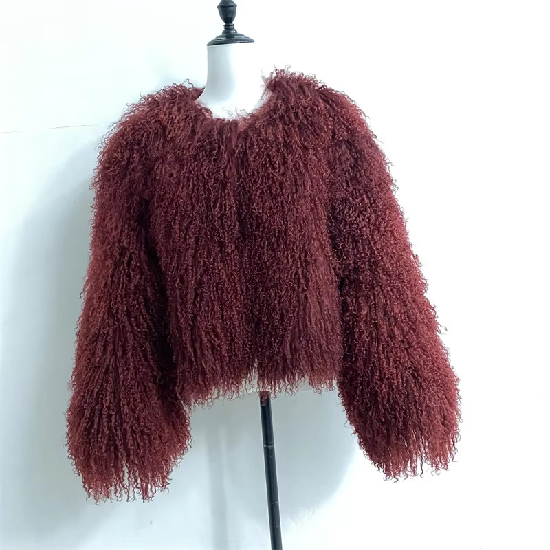 2024 New Winter Autumn Fashion Real Jacket Women Genuine Mongolia Sheep Fur Coat