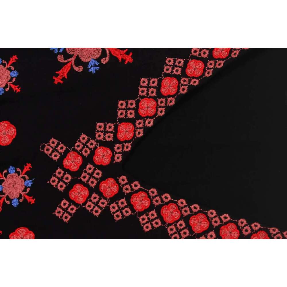 V Neck Black Beach Ral Embroidery Boho Short Dress New Ethnic Vacation Dresses Femme Summer Chic Robes
