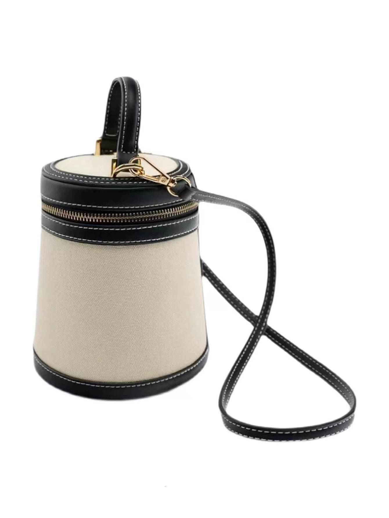 2024 Fashion Women's Spring And Summer New Cyder Color Box Shape Single Shoulder Oblique Canvas Bucket Bag