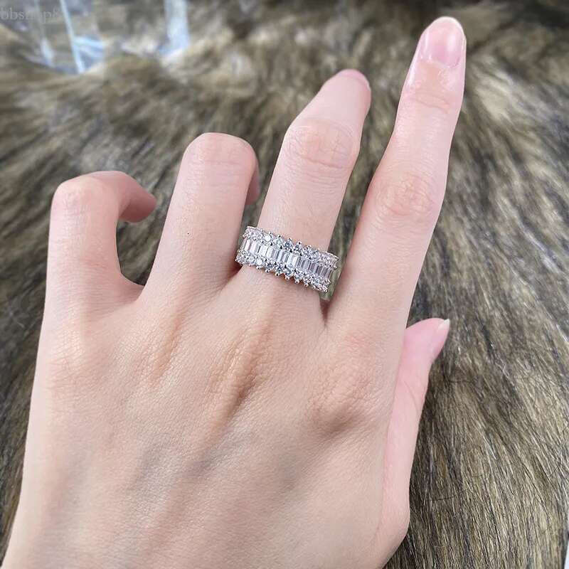 Moissanite Dia Ring 100% Real sterg sier Party Wedding band Rings for Women Bridal Engagement Jewelry Gift