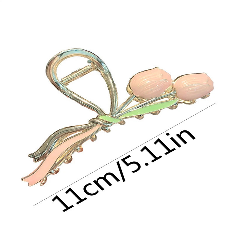 1 Pcs Fashion Pink tulips Hair Claws For Women Girls Party Hair Accessories 250120