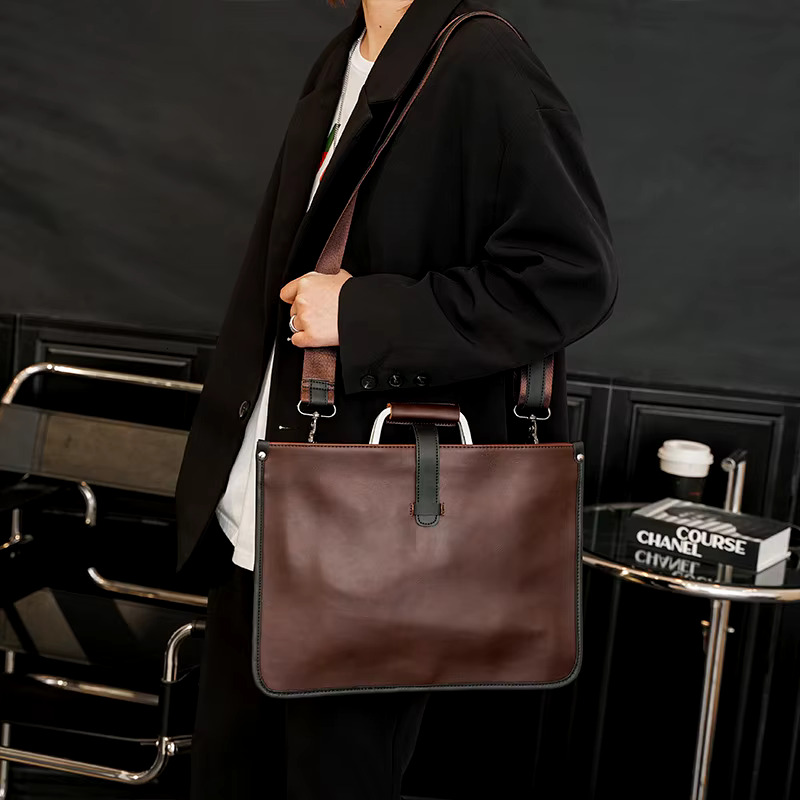 Business Briefcase Male High-Quality Crazy Horse Leather Crossbody Shoulder Men Laptop Bag Man Handbag Briefcases