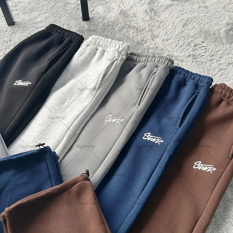 American Retro Letter ed Oversized Sweatpants Trendy Harajuku Y2K Streetwear Men Hiphop Casual Loose Trousers 250122