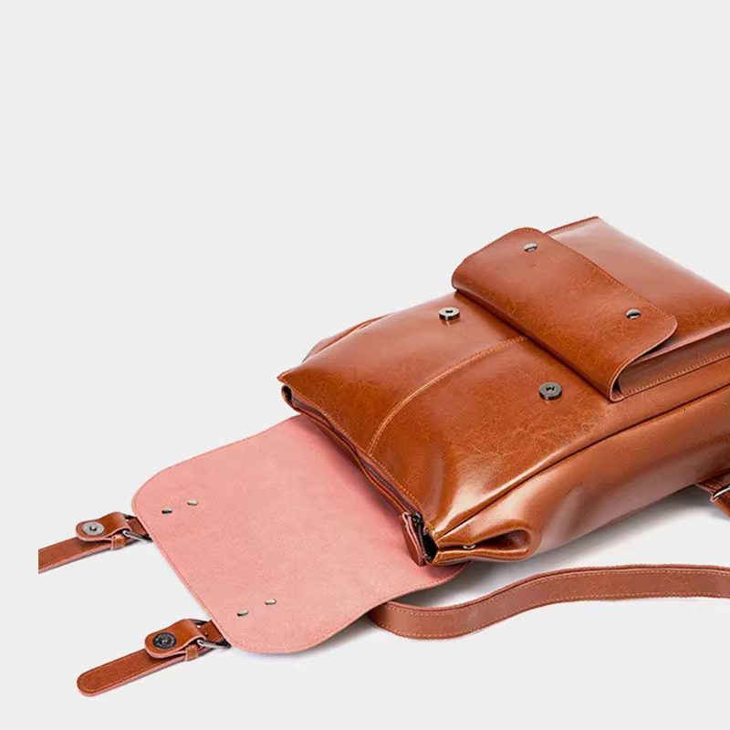2023 Genuine Leather Backpack Retro School For Teenage Girls Cowhide Large Shoulder Female Travel Backpacks Computer Bag