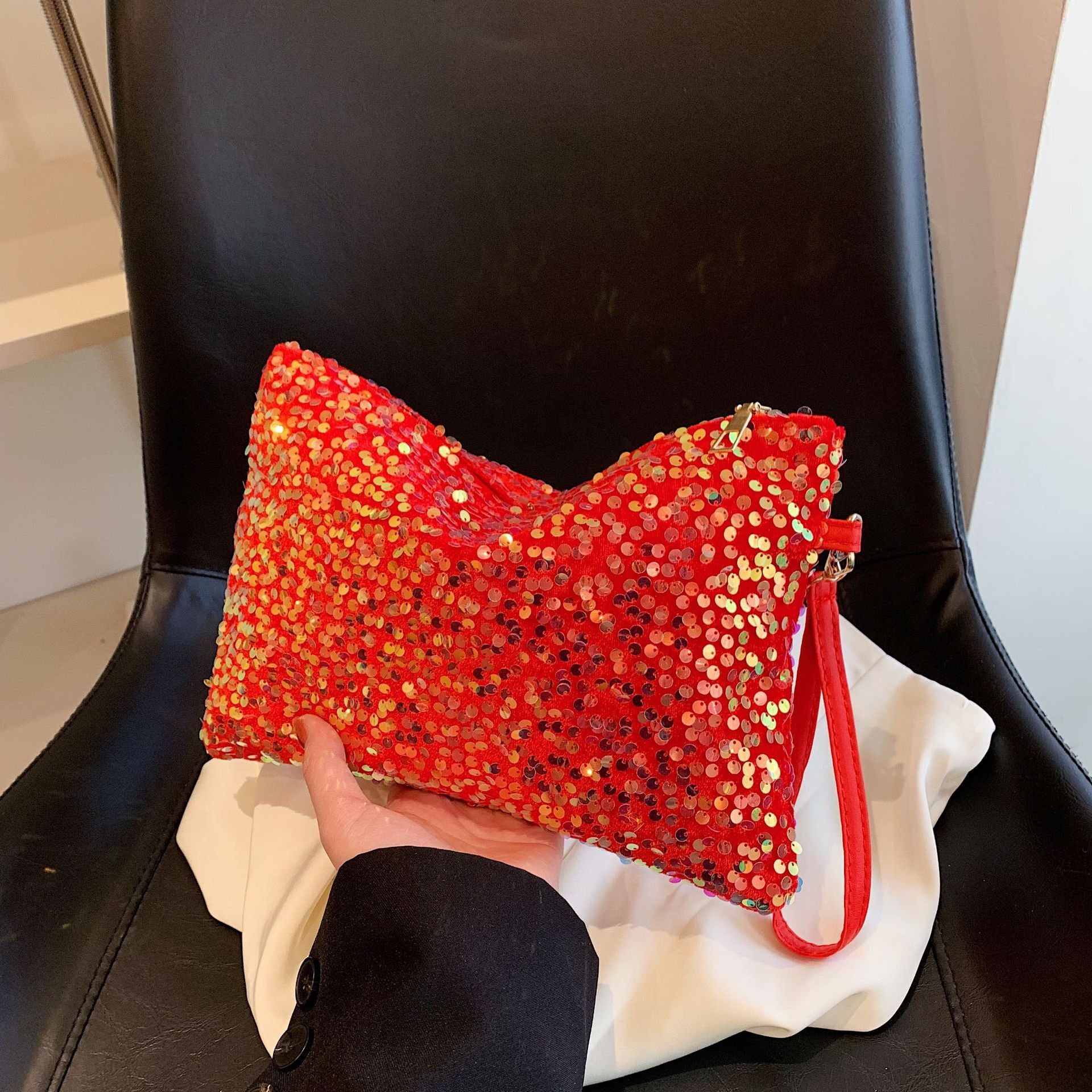 Silver Glitter All Rhinestone Sparkling Tassel Handbag, Dinner Fashionable Temperament Bag, Women's Small Bag