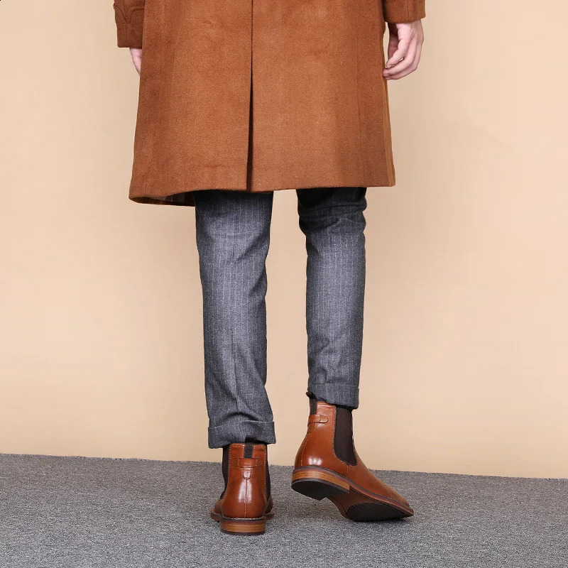 Desai Winter Dress Chelsea Boots Genuine leather Fleece lined formal shoes Business work shoes Patent leather shoes Gifts 250120