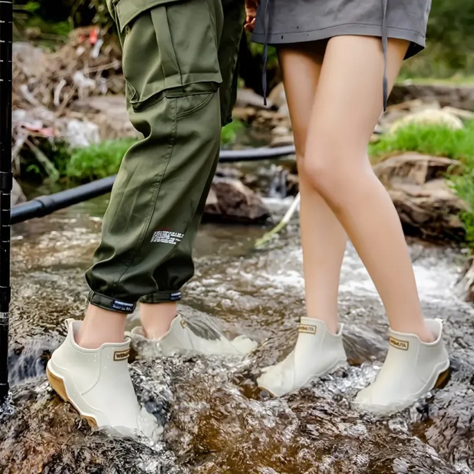 Trendy Outdoor Kitchen Non-slip Rain Boots Motorcycle Waterproof Shoes Rain Shoes Rubber Shoes Water Shoes Fishing Shoes For W 250122
