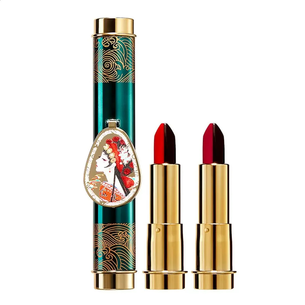 Chinese Style Lipstick Magic 10 Colors Lipstick With Mirror Changeable Color Waterproof Non-stick Cup Smooth Lipsticks Cosmetics 250108