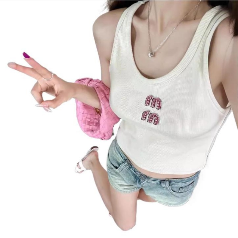 Womens Sleeveless Clothes mm T Shirt Sexy Halter Tops Party Crop Top Tank Spring Summer Backless Shirt Diamond-studded Short Beige Suspender Foundatio