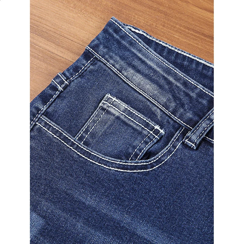 Summer Mens Stretch Ripped Short Jeans Blue Denim Shorts Pants Large Casual Middle 250110