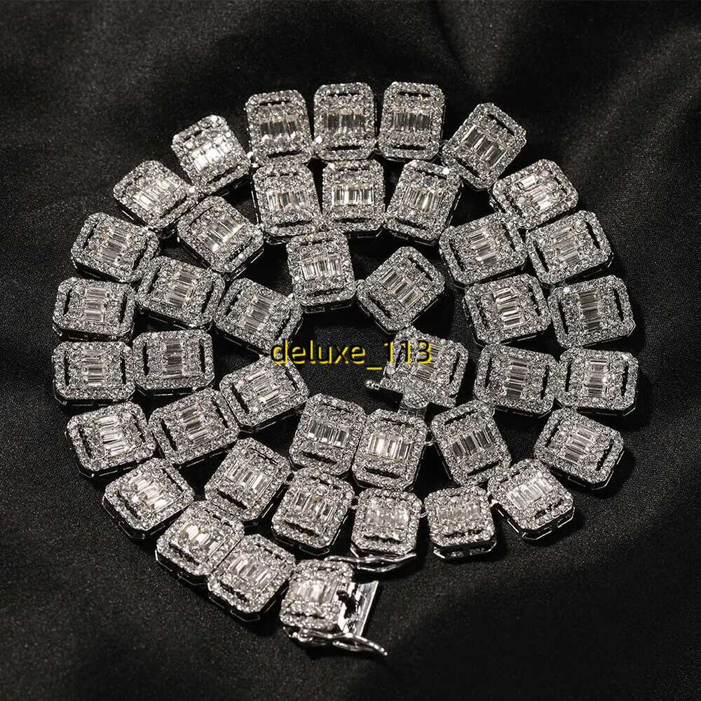 13mm Square Baguette Chains Crystal Necklaces Hip Hop Chain Necklace Full Iced Out Alloy Jewelry