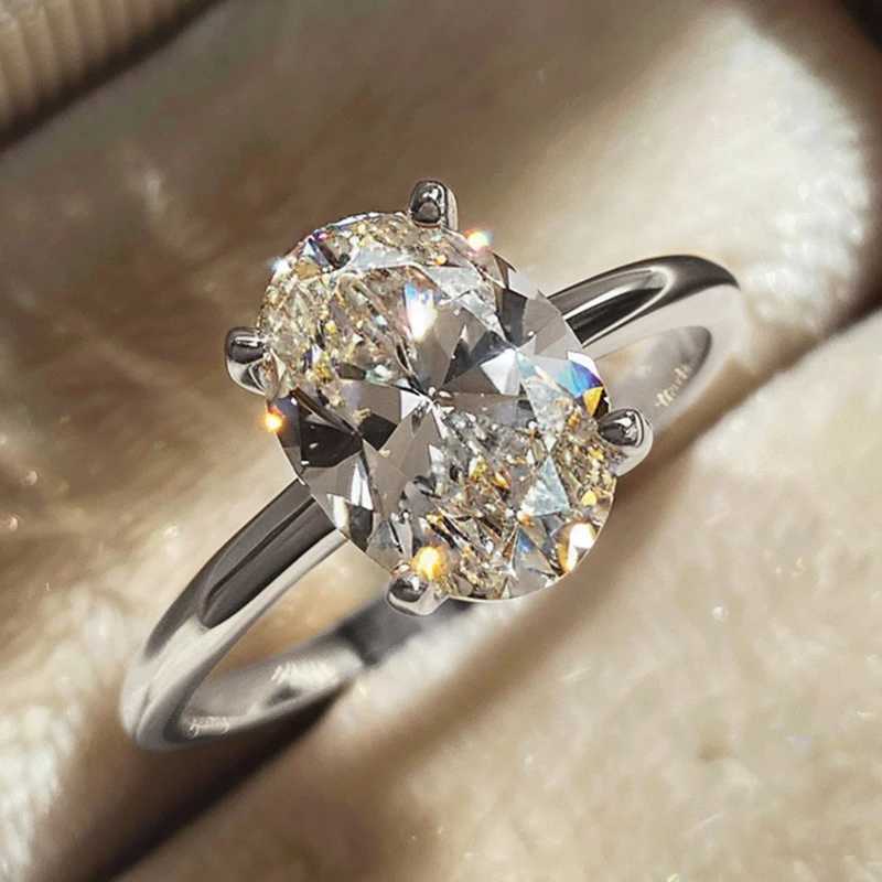 925 Sterling Silve 1-8CT Moissanite diamond Gorgeous Shiny Oval Stone Ring For Women Engagement Wedding Luxury High Quality Fine Jewelry