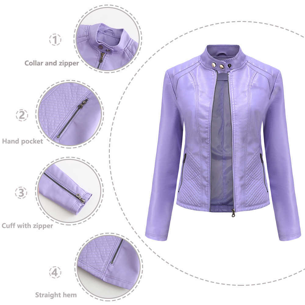 Autumn Winter Leisure Leather Clothes Womens Simple Trend Thin Coat Long Sleeve Motorcycle Jacket Womens Wear Womens Leather Womens Jacket 241209