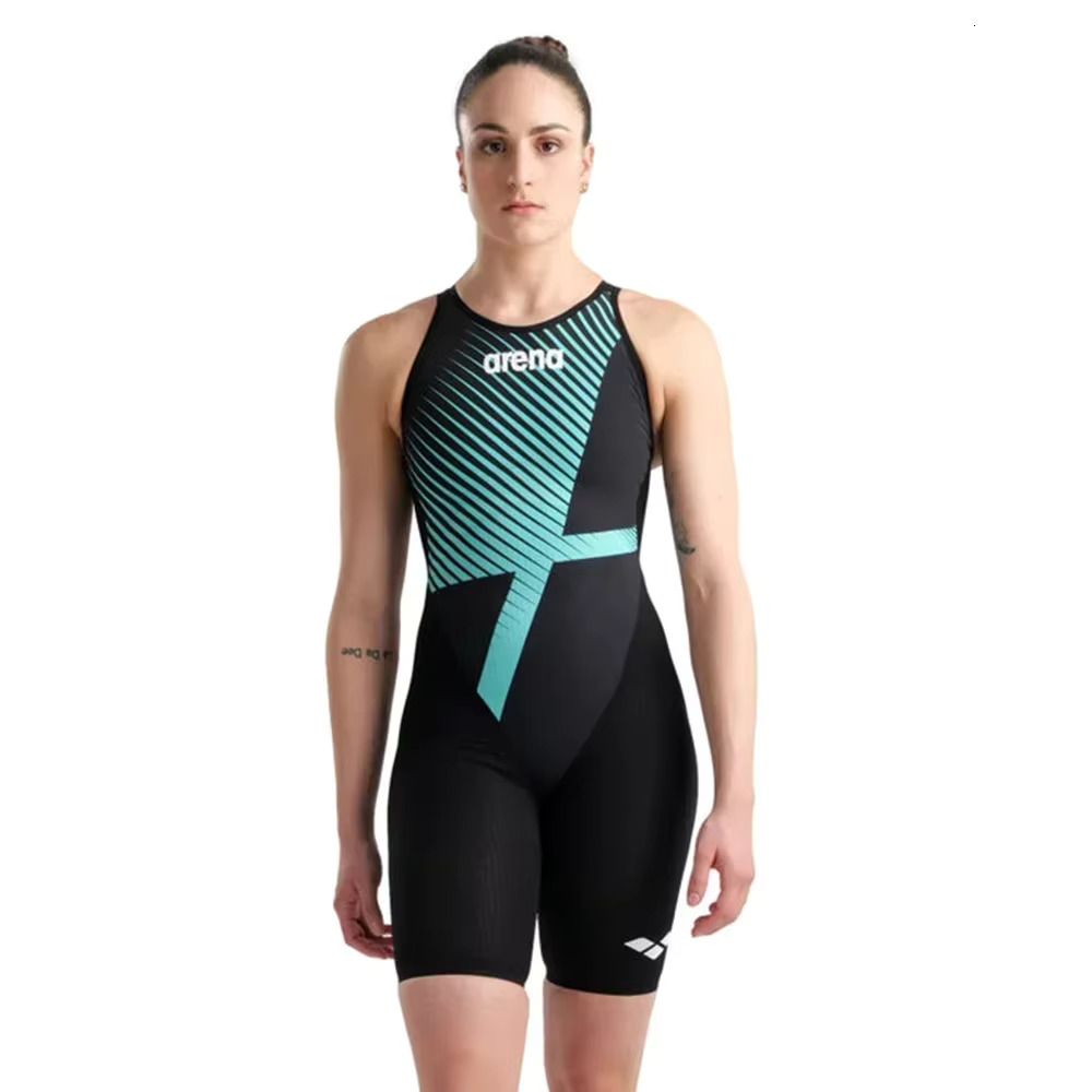 Womens Swimsuit Triathlon Compeve Training Knee Length Quick Dry One Piece Swimwear Swimming Pool Surfing Bathing Suit