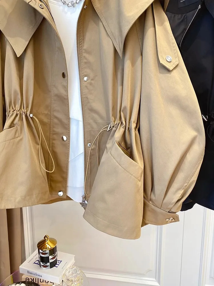 Long-Sleeved Casual Short Trench Waist Party Jacket Chic Short Comfortable Fashion Korean Vintage Tops For Women 250114