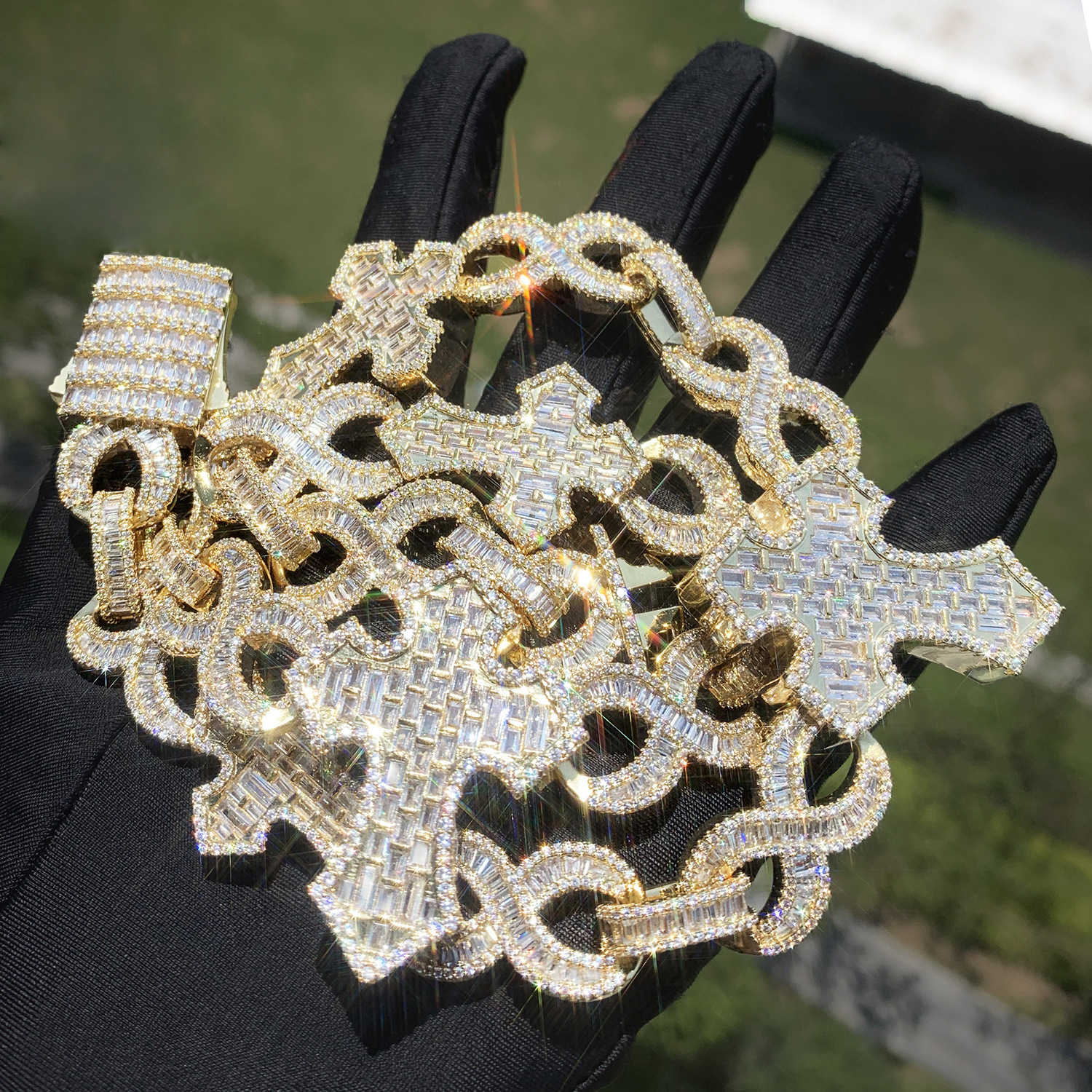 Hip Hop 8 Shape Infinite Cross Cuban Chain Necklace Bracelets 5A Zircon Mens Jewelry