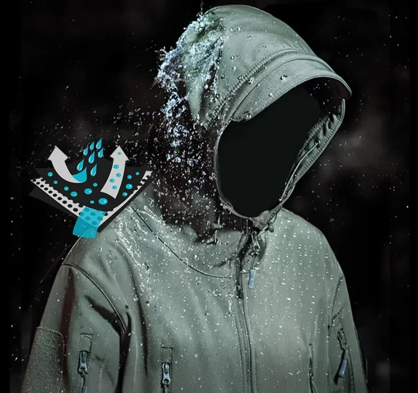 Mens Tactical Jacket Hiking Shark Skin Soft Shell Clothes Windbreaker Flight Pilot Hood Outdoors Fleece Field 250122