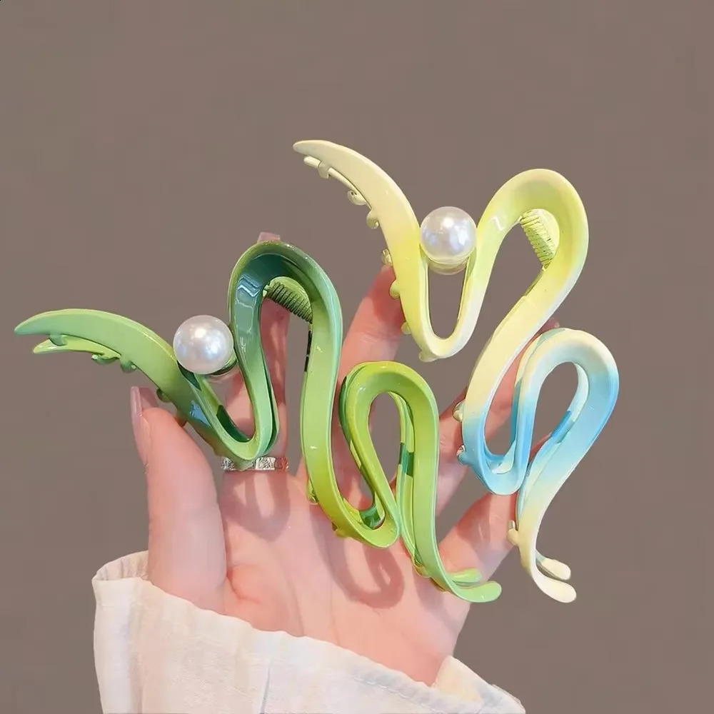 Candy Color Wave Line Alloy Y2k Simple Hair Clip Claw For Women Trendy Large Crab Catches Clamp Headwear Accessories 250120
