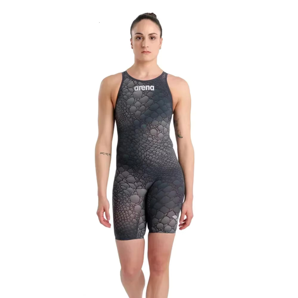 Womens Swimsuit Triathlon Compeve Training Knee Length Quick Dry One Piece Swimwear Swimming Pool Surfing Bathing Suit