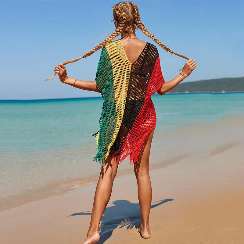 Beach Crochet Dress Bathing Suit Cover Ups Sexy Coverup for Swimwear Women Summer Outfit 250122