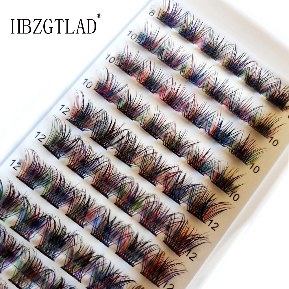 Premade Fans DIY Cluster Eyelashes Segment Lashes Mixed Rainbow Eyelash Lashes Blue Purple Cluster Colorful Eyelash Extension 250110