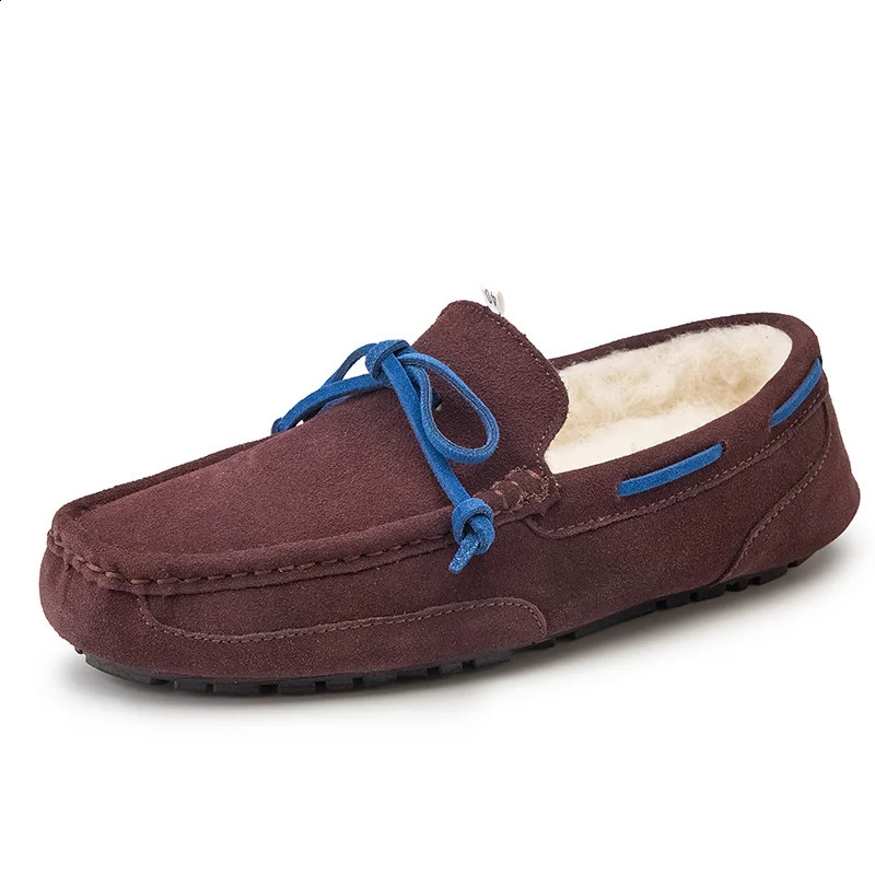 Mens Loafers Plush Suede Shoes Men Driving Shoes Casual Winter Warm Fur Man Moccasins Slip on Driving Flat Male Boat Shoes 250113
