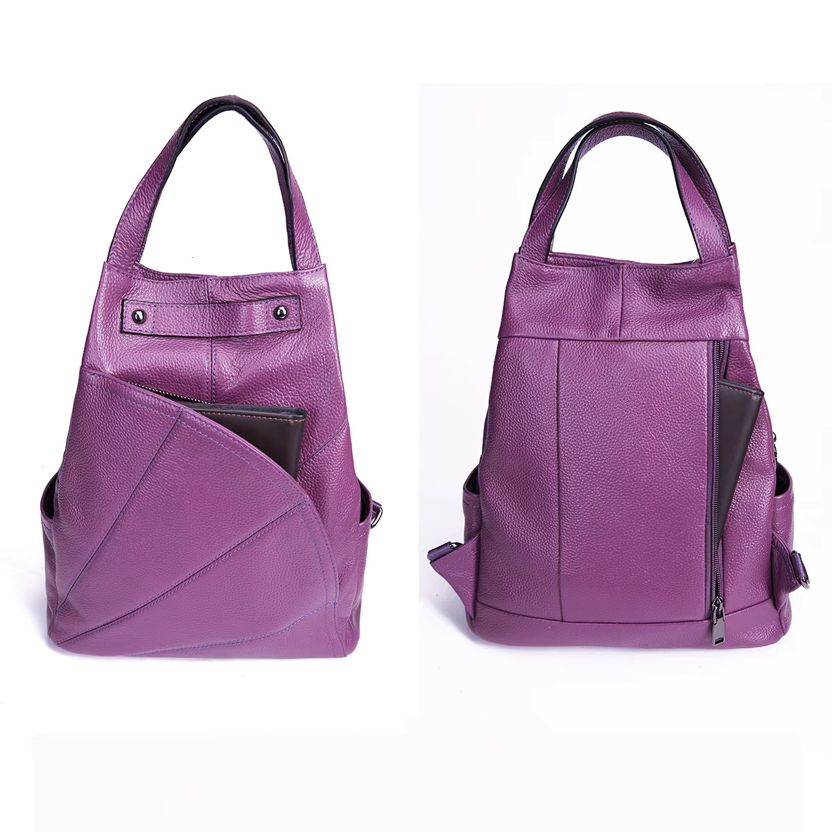 YUECIMIE Purple Genuine Women Brand School Backpack Real Leather Female Mochila Shoulder Bags For Teenage Girl