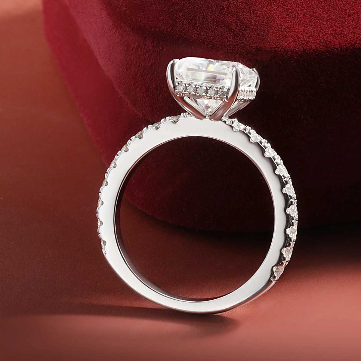 OEVAS 4 ct D Color Radiant Emerald Cut full Moissanite Wedding Ring For Women 100% 925 Sterling Silver Party Fine Jewelry