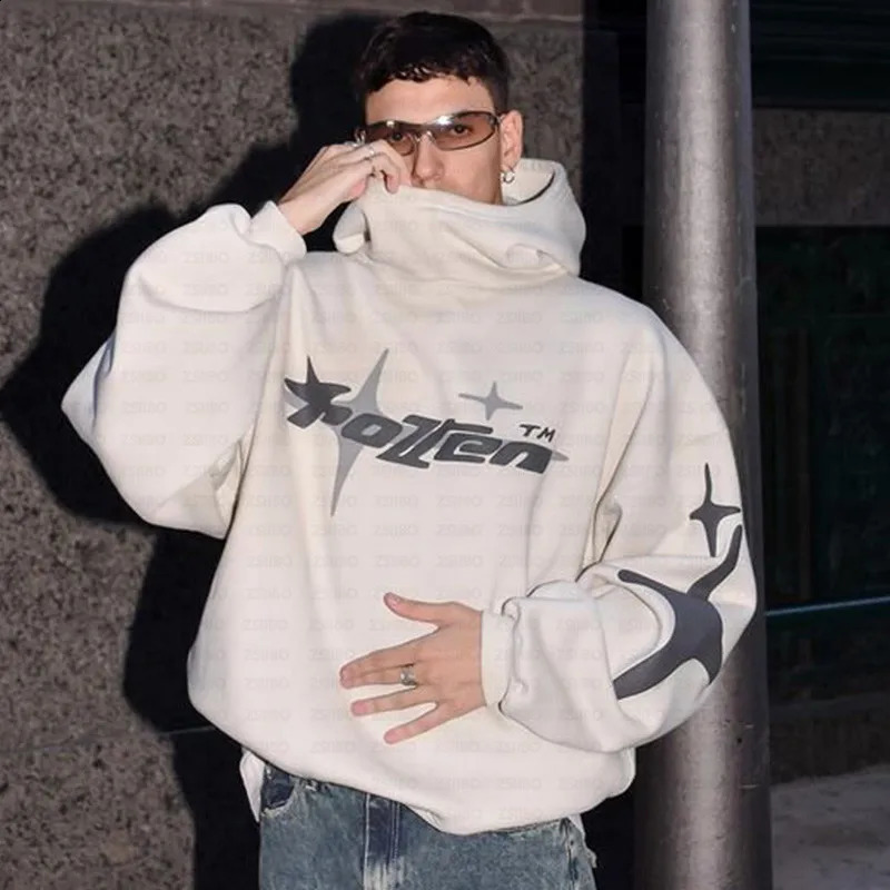 American Fashion High Street Vintage Hoodie Letter Foam Hoodie Men Y2K Goth Harajuku Couple Loose Pullover Casual Sweatshirt Top 250118