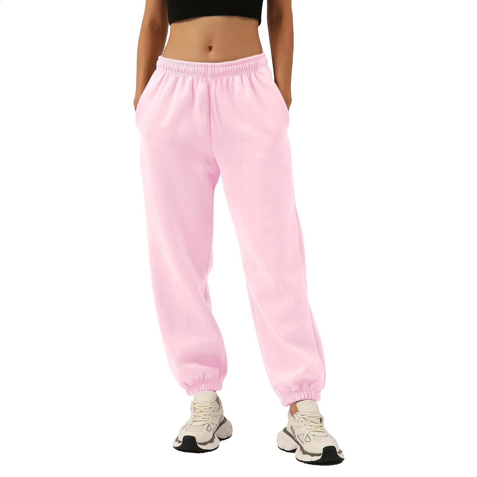 Sport Pants Soft Warm Womens Sweatpants with High Elastic Waist Anklebanded Solid Color Casual Loose for Spring Jogging 250120