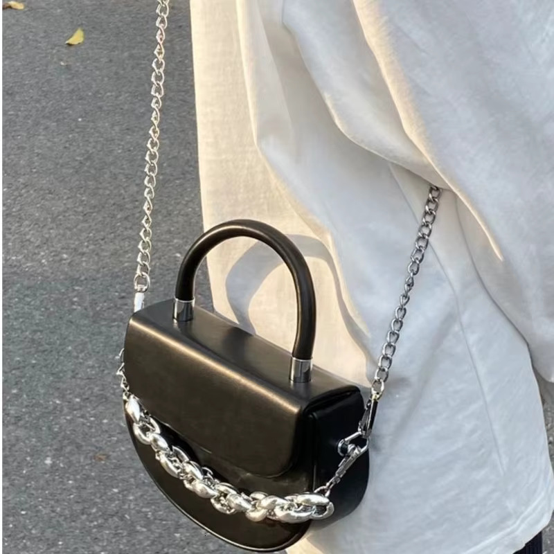 JIAERDI Retro Handle Saddle Purse Women Vintage Pu Leather Chain Chic Black Messenger Bag Female Casual Crossbody Bags New