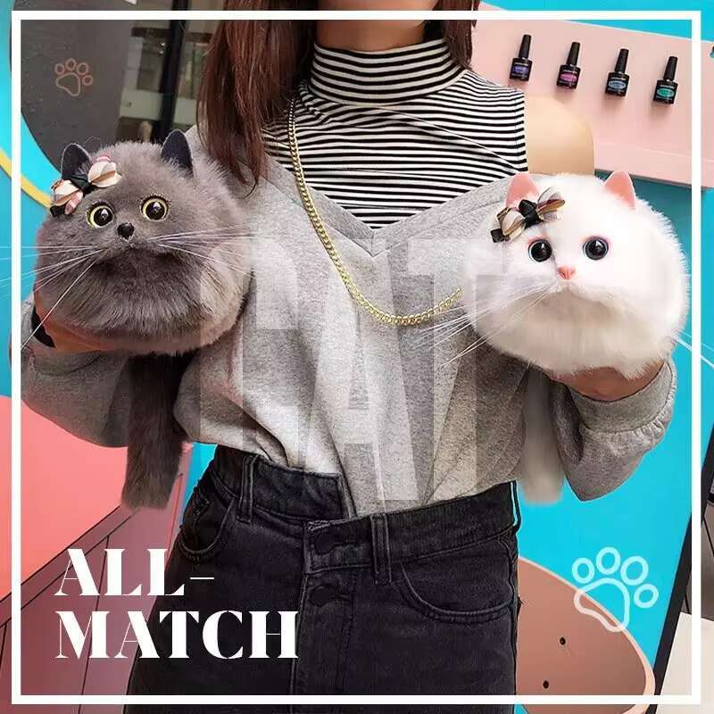 Cute Cat Bag Plush Stuffed Animal Crossbody Bags Women Fashion Winter Soft Purse Cartoon Handbags Super Emulation