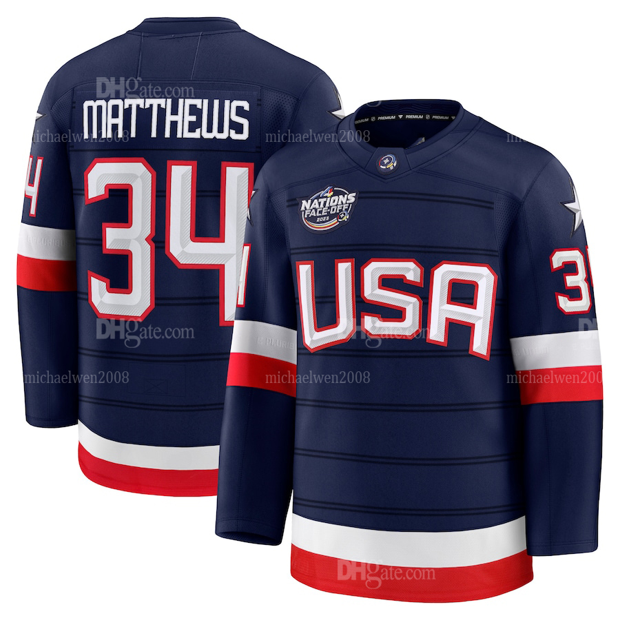 Team USA 2025 Four Nations Face-Off Jersey Jaccob Slavin Brock Faber Chris Kreider Matthew Tkachuk Clayton Keller Jack Hughes Jake Guentzel John Carlson McAvoy