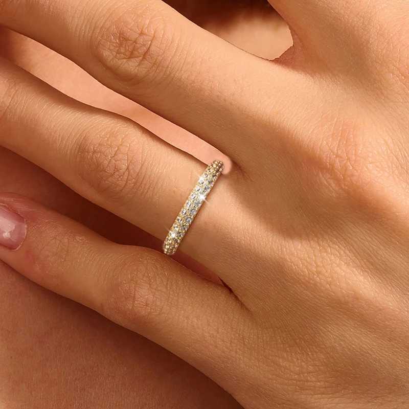 Sterg Sier Gorgeous Sparkg Double Layer Moissanite dia Ring For Women Engagement Wedding High Quality Fine Jewelry