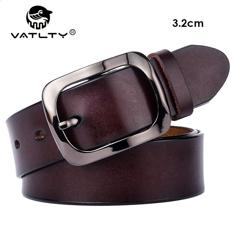 VATLTY 3.2cm Genuine Leather Belt for Women Natural Cowhide Metal Buckle Casual Jeans Trousers Belt Female Waistband Gifts 250117