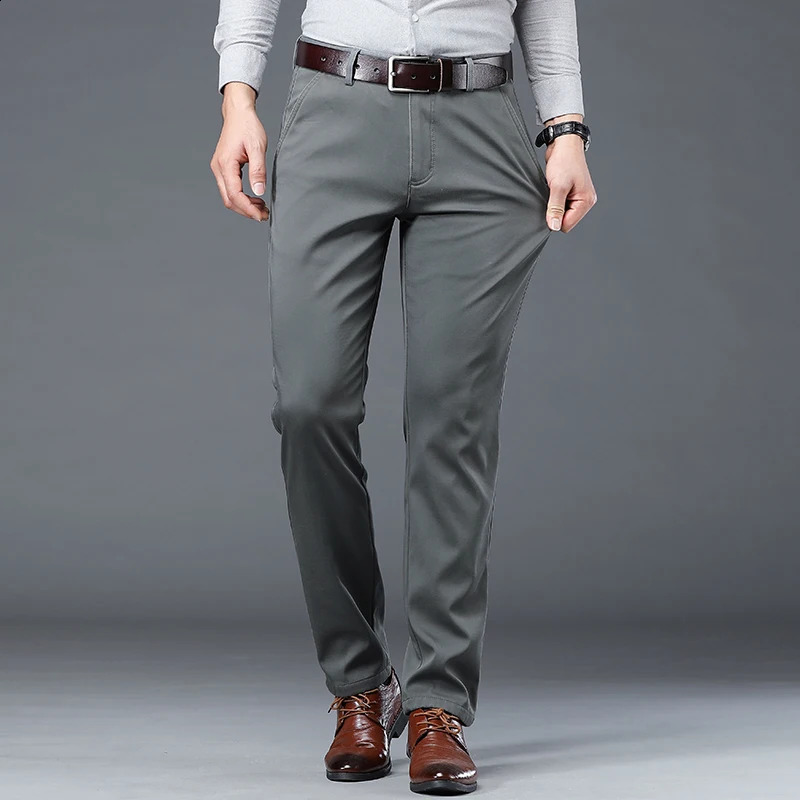 Summer Thin Mens Slim Suit Pants Fashion Business Casual Cotton Green Black Khaki Trousers Male Clothing 3040 250121 - view 4
