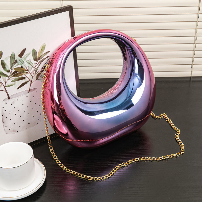 New Style Spring/Summer Bent Moon Gold/Silver Banquet Handbag Makeup Acrylic Bag