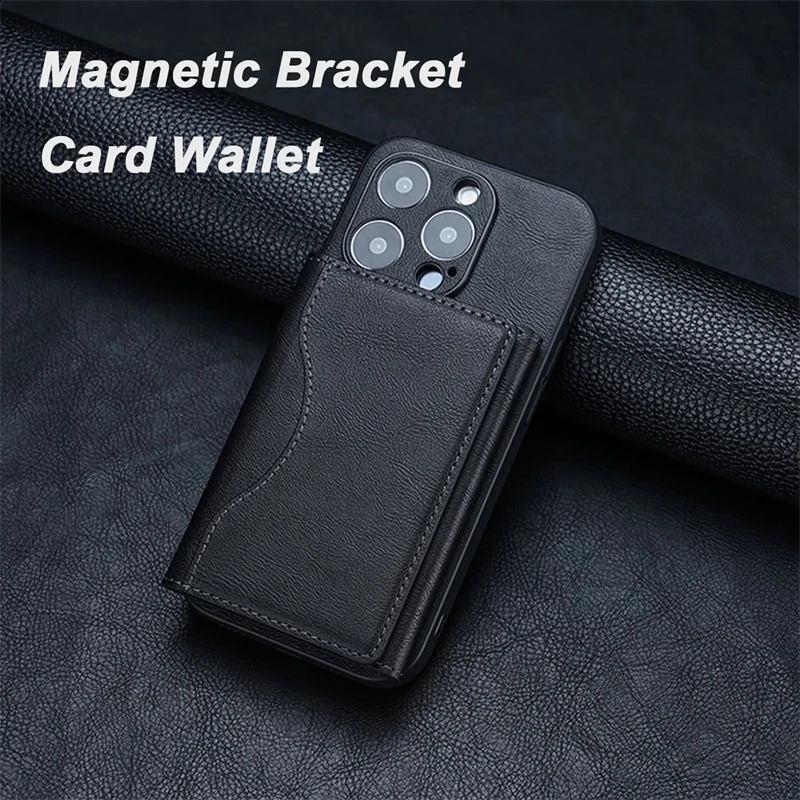 Magnetic Folding Wallet Card Holder PU Leather Case for Magsafe IPhone 14 13 15 Pro Max 12 Plus I Phone I15 Macsafe Stand Cover 250120