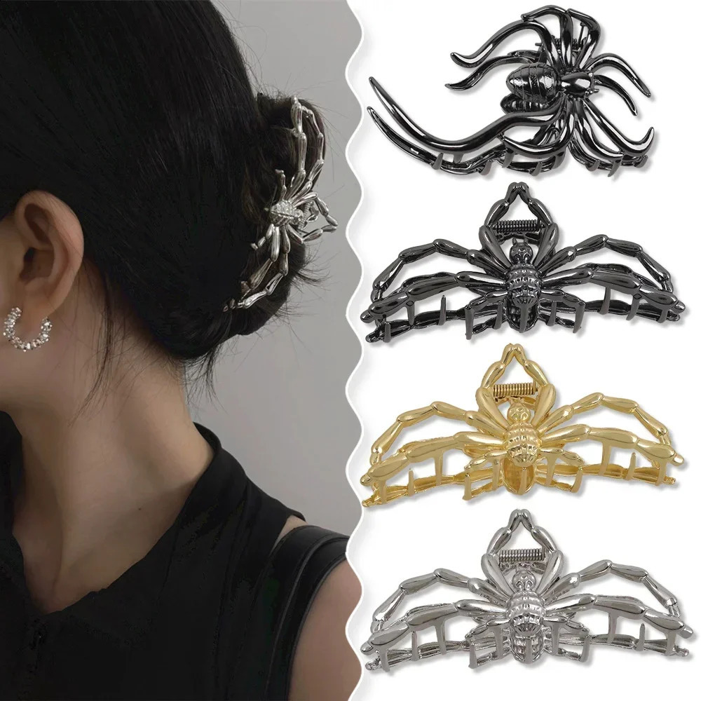 Halloween Spider Hair Clip Large Womens Personalized Funny Gripper Hollow Metal Hairpin Holiday Party Hair Accessory Gift 250120