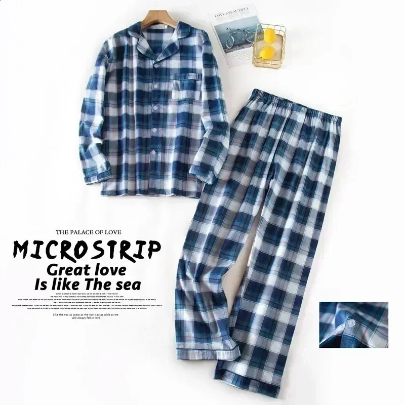 Mens Home Suits Long-sleeved Trousers Suits for Autumn and Winter Pijamas for Men Flannel Plaid Pajamas for Men 250108