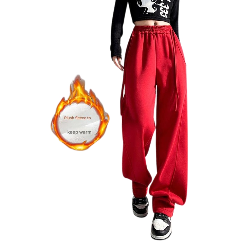 Wide-leg pants women's spring new high-waisted drape straight casual floor-mopping trousers thin and versatile loose sweatpants