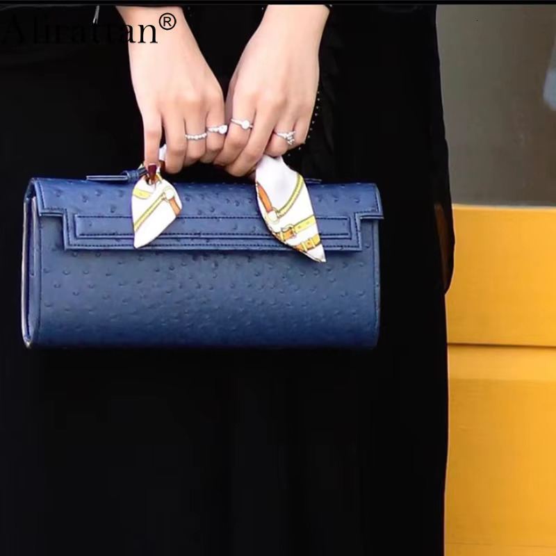 Alirattan Women Ostrich Pattern Fashion Female Evening Party High Quality Retro Portable Clutch Bag Trendy Wallet