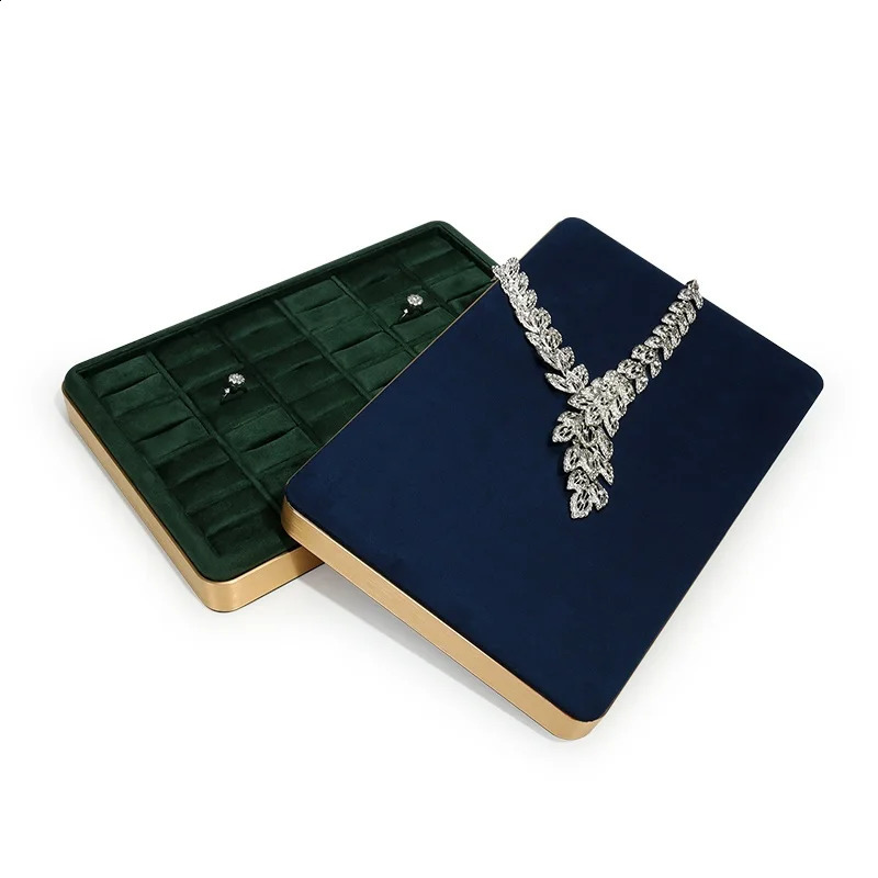 Fashion Jewelry Rings Organizer Tray Metal Frame Velvet Finger Rings Show Stand Jewelry Storage Box Gray Pink Blue Green Tray 250117
