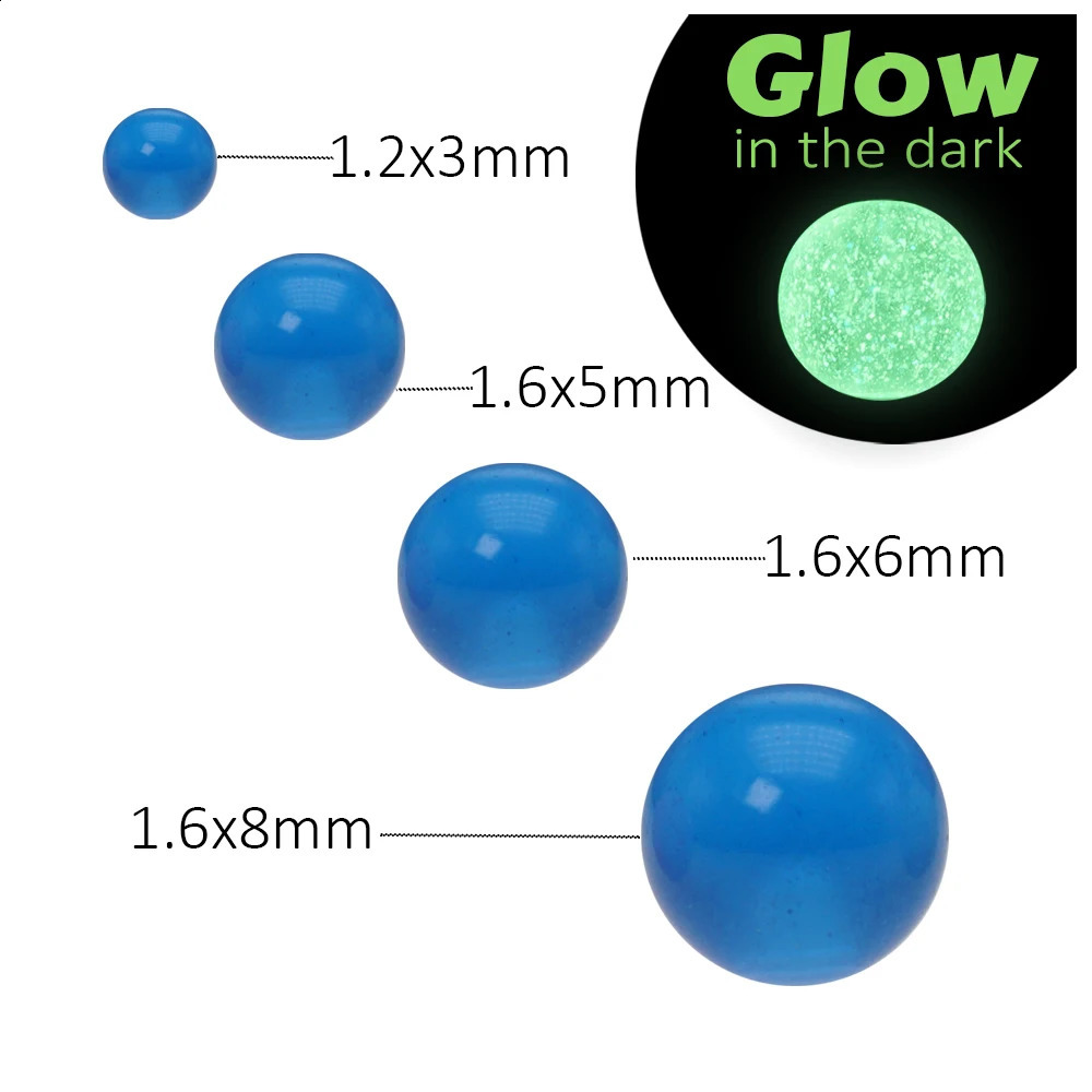 50Pcs Dark Glow Acrylic Piercing Balls Part Replacement for Body Jewelry Belly Ring Eyebrow Labret Tongue Nipple Barbell Beads 250110