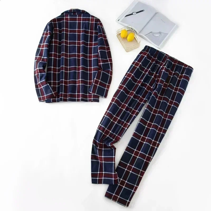 Mens Home Suits Long-sleeved Trousers Suits for Autumn and Winter Pijamas for Men Flannel Plaid Pajamas for Men 250108