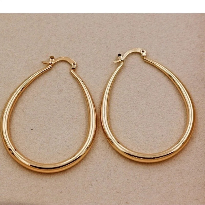 Shine Gold Color Women Earrings Fashion Smooth Hoop Earrings for Women Engagement Wedding Jewelry Gift250120