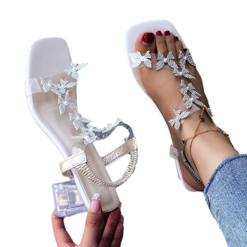High Heels Pointed Toe Heels Sandals Women Designer Sexy Cross Strap Water Diamond Open Toe Summer One line Heel Summer Sandals