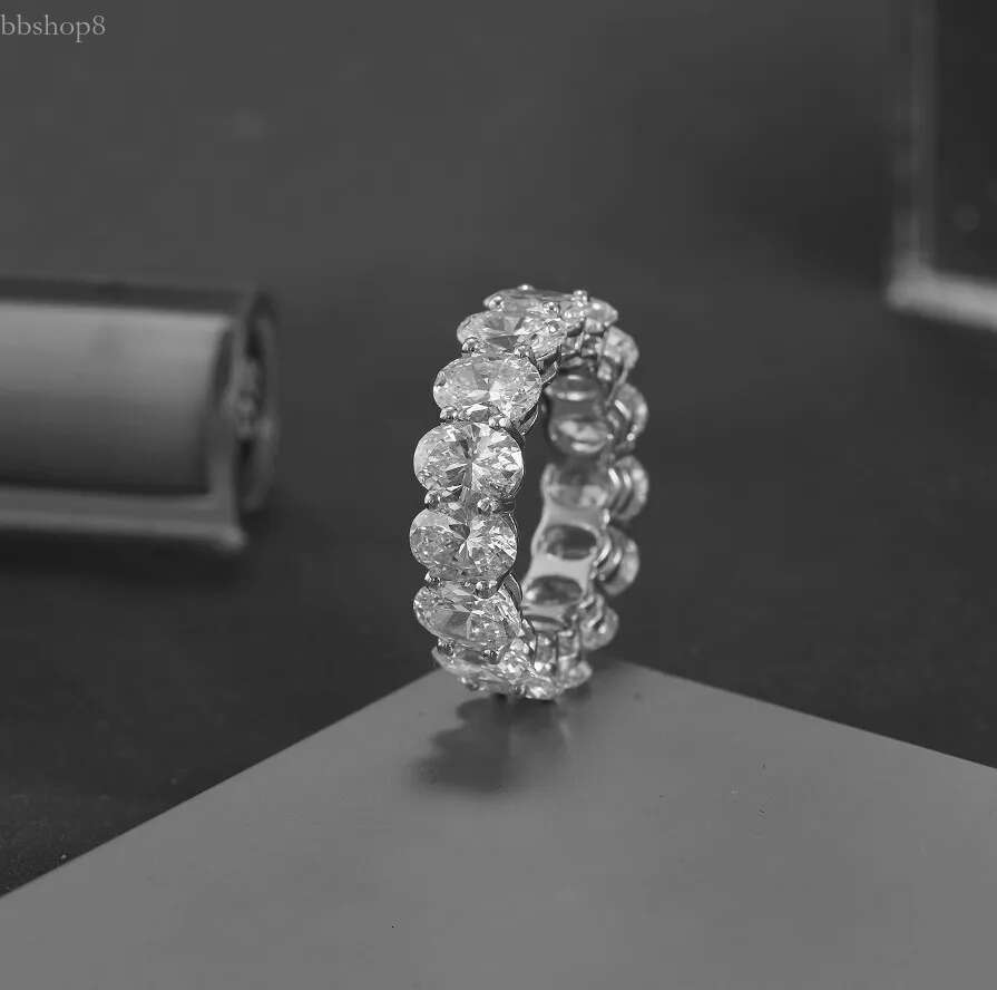 Eternity Oval cut Moissanite Dia Ring 100% Original sterg sier Engagement Wedding band Rings for Women Men Jewelry