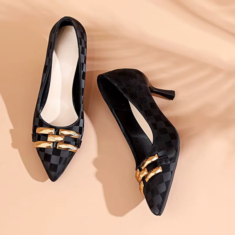 Office With Medium Heels Black Shoes For Women 2024 White Leather Casual Formal Ladies Summer Footwear Quick Delivery A